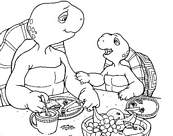 coloriage Franklin a table avec papa